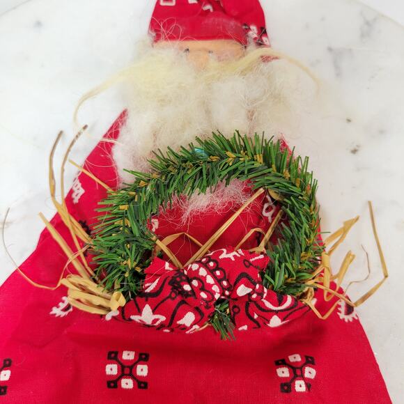 VINTAGE Bandana Santa  17" Tall Rustic Ornament Christmas Hand Made - Picture 13 of 13
